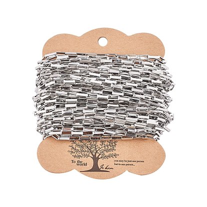 304 Stainless Steel Venetian Chains, Box Chains, Flat Oval, Drawn Elongated Cable Chains, with Cardboard Display Cards, Unwelded