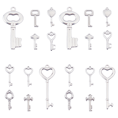 304 Stainless Steel Big Pendants, Heart Key