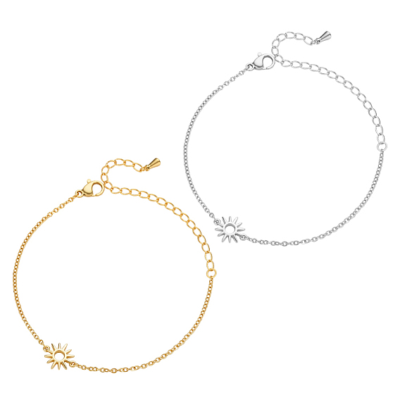 2 шт. 2 цвета браслеты на ногу из нержавеющей стали с цепочкой Sun Link