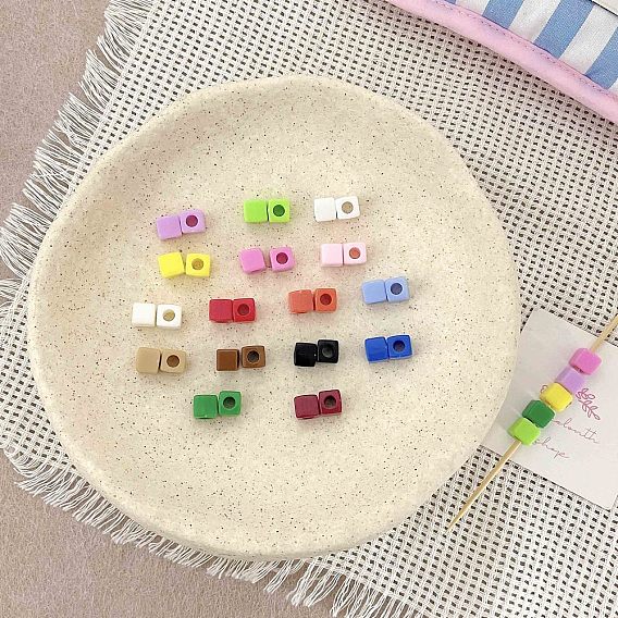 Opaque Acrylic Beads, Cube