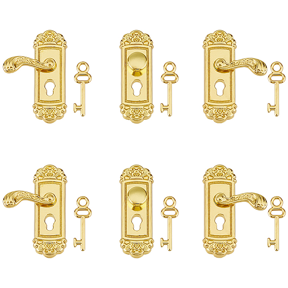 6pcs 3 estilos Tirador de puerta de armario de aleación de zinc con llave maestra