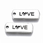 Tibetan Style Alloy Pendants, Lead Free & Cadmium Free, Rectangle with Word Love
