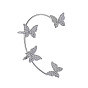 Crystal Rhinestone Butterfly Cuff Earrings, Alloy Climber Wrap Around Earrings for Non Piercing Ear