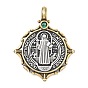 Латунные микро проложить кубического циркония подвески, плоский круглый с подвесками Иисуса, долговечный, стойки покрытие, без свинца и без кадмия