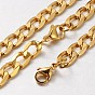 304 Stainless Steel Curb Chain Necklaces and Bracelets Sets, with Stainless Steel Lobster Clasps, Faceted, 21.65 inch (550mm), 220mm(8-5/8 inch )