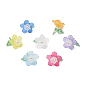 7шт. подвески-цветы из стеклянных бусинок, с акриловой