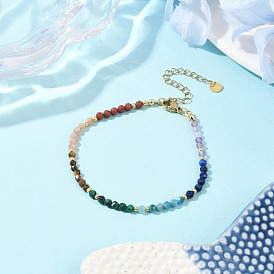 Браслеты из бисера из натуральных смешанных драгоценных камней чакра для женщин, с круглым бисером Toho и 304 фурнитурой из нержавеющей стали и латуни, граненые