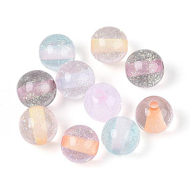 Прозрачный бисер cmолой, круглые, с блеском порошок