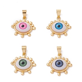 Latón colgante, con cabujones oculares de resina, larga duración plateado, real 18 k chapado en oro