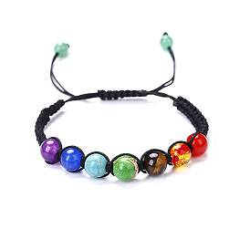 Rainbow Stone Beaded Bracelet with 8MM Natural Gemstones - Colorful and Stylish Accessory