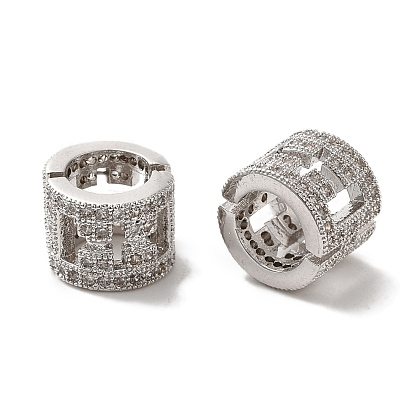 Полые колонны латунные микропаве цветные кубические цирконии европейские бусины, бусины с большим отверстием, долговечный, без кадмия и без свинца