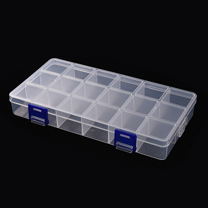 Plastic Bead Storage Container, 18 Compartment Organizer Boxes, Rectangle