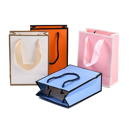 Прямоугольные бумажные пакеты с ручками из веревки/ленты, для подарочных пакетов и сумок