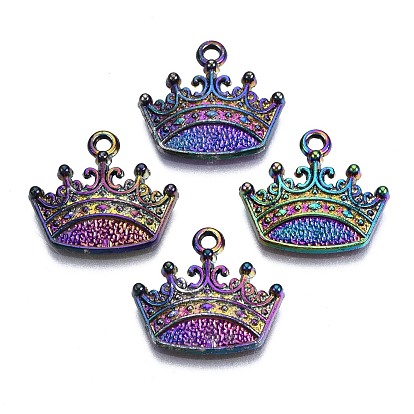 Rainbow Color Alloy Pendants, Cadmium Free & Nickel Free & Lead Free, Crown