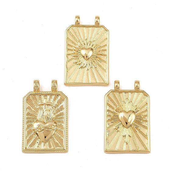 Латунные подвески, прямоугольник со священным сердцем, без свинца и без кадмия, долговечный, стойки покрытие