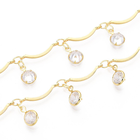 Цепи из латуни и стекла с фестончатыми прутьями, с бриллиантовым шармом, пайки, с катушкой