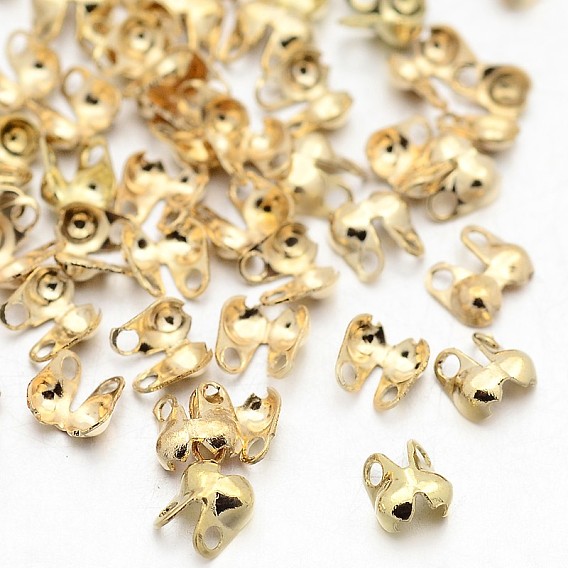Brass Bead Tips, Calotte Ends, Clamshell Knot Cover, 4x2mm, Hole: 0.5mm