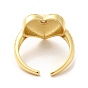 Brass Micro Pave Cubic Zirconia Cuff Rings, Heart