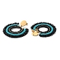 Woven Glass Beaded Donut Dangle Stud Earrings, with Vacuum Plating 304 Stainless Steel Pins