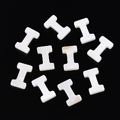 Natural Freshwater Shell Beads, Top Drilled Beads, Alphabet, Letter, White
