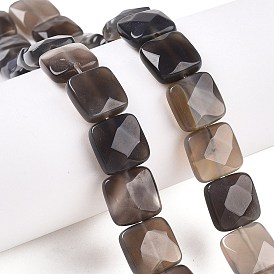 Natural Grey Agate Beads Strands, Faceted Square