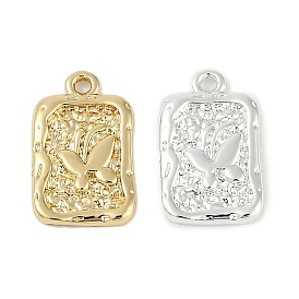 Brass Pendants, Rectangle with Butterfly Charms