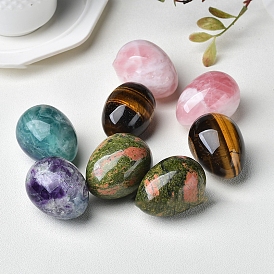 Natural Gemstone Carved Healing Egg Figurines, Reiki Energy Stone Display Decorations