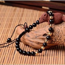 Браслеты из плетеных бусин из натуральных драгоценных камней, круглые бусины из золотого сплава и синтетические золотые бусины из песка браслеты фэн-шуй