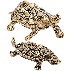 2Pcs 2 Styles Brass Turtle Display Decorations, for Home Office Desk Decoration