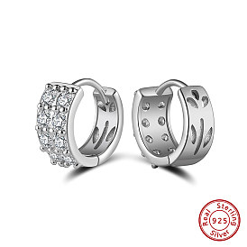 925 Sterling Silver Clear Cubic Zirconia Hoop Earrings