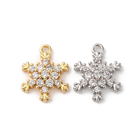 Латунные подвески из прозрачного кубического циркония, без кадмия, без никеля и без свинца, снежинка