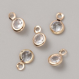 Латунные микро проложить кубического циркония прелести, плоско-круглые
