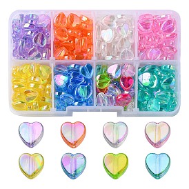320Pcs 8 Style Transparent Acrylic Beads, Heart, Dyed, AB Color