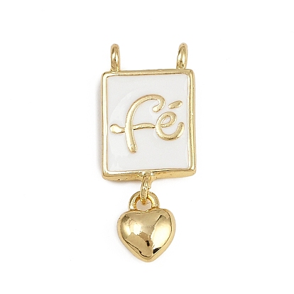 Латунь эмаль подвески, прямоугольник с подвеской в виде слова и сердца, без кадмия и без свинца, реальный 18 k позолоченный