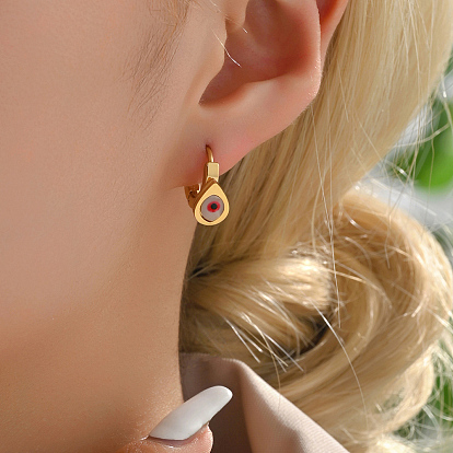 Модная классика 201 серьги-кольца из нержавеющей стали с каплями от сглаза