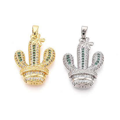 Латунные микро проложить кубического циркония подвески, без кадмия и без свинца, кактус