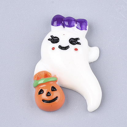 Cabuchones de resina, fantasma de halloween con lámpara de calabaza jack-o'-lantern