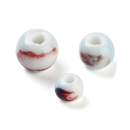 Фарфоровые бусины ручной работы, Famille выросли стиле, круглые