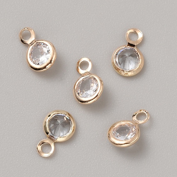 Латунные микро проложить кубического циркония прелести, плоско-круглые