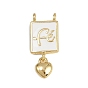 Латунь эмаль подвески, прямоугольник с подвеской в виде слова и сердца, без кадмия и без свинца, реальный 18 k позолоченный