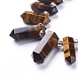 Natural Tiger Eye Beads Strands, Top Drilled Beads, with Glass Beads, Faceted, Double Terminated Point