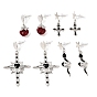 Boucles d'oreilles pendantes en alliage avec clous en fil de verre faits à la main, platine