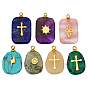 Gemstone Pendants, Rectangle & Oval Charms with Golden Tone Stainless Steel Slice