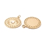 White Shell Pendants, with Ion Plating(IP) Golden Tone 304 Stainless Steel Findings, Flat Round