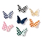 Opaque Resin Cabochons, Two Tone, for DIY Earring Accessories, Butterfly with Chessboard Pattern