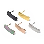 304 Stainless Steel Stud Earring Finding, with Vertical Loops, Rectangle, Ion Plating(IP)