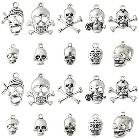 100 шт 10 стили подвески из сплава в тибетском стиле, без кадмия и без свинца, череп
