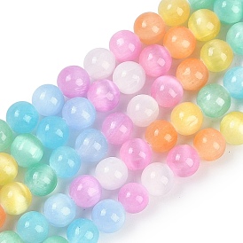 Hebras de cuentas de selenita natural de color macarrón, teñido, rondo, grado ab, colorido