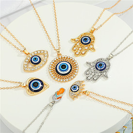 Geometric Eye Slippers Necklace with Irregular Pendant for Statement Look