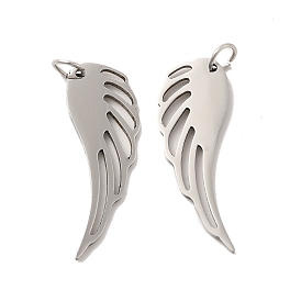 201 Stainless Steel Pendants, with Jump Ring, Wing Charms